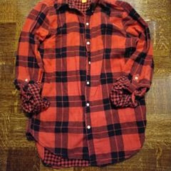 Joe Fresh Red and Black Plaid Button Down Shirt - Picture 3 of 4